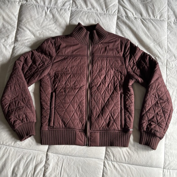 PrAna Diva Bomber Quilted Sherpa Lined Jacket Womens S Brown Wood Outdoor GORP - Picture 2 of 16
